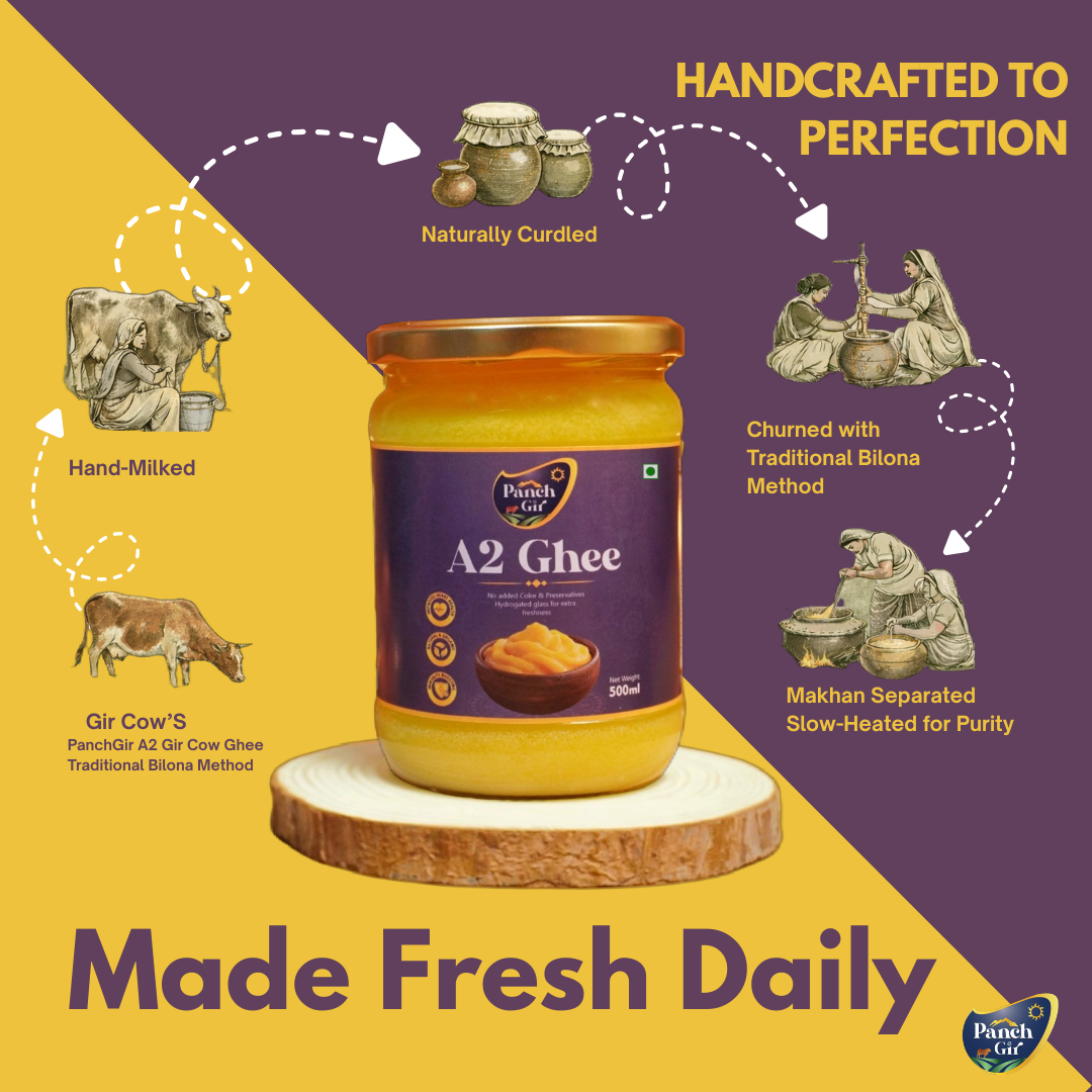 PanchGir A2 Gir Cow Ghee | Traditional Bilona Method | Pure Desi Cultured Ghee